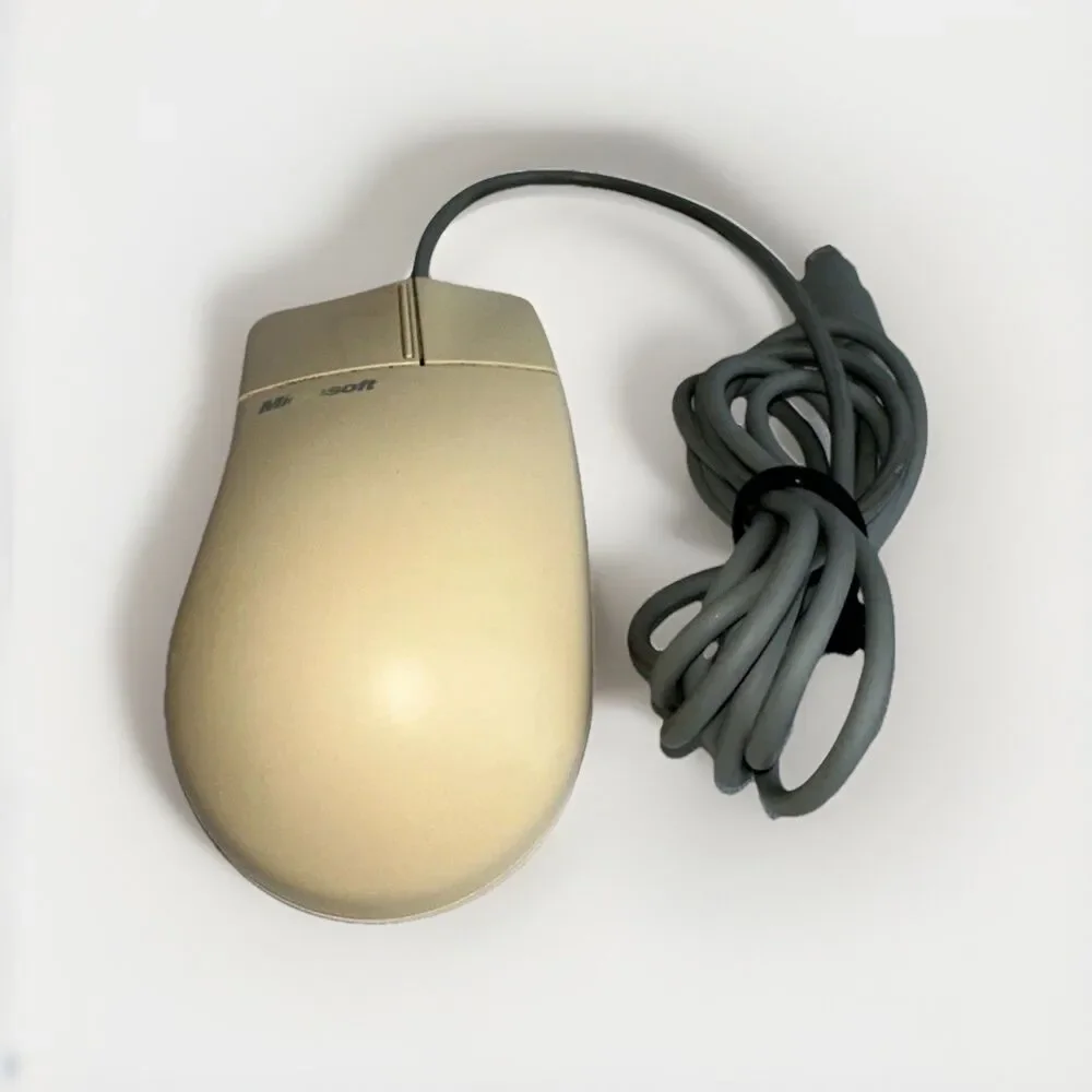 Vintage Microsoft Mouse Port Compatible Mouse 2.0 Serial DB9 Beige